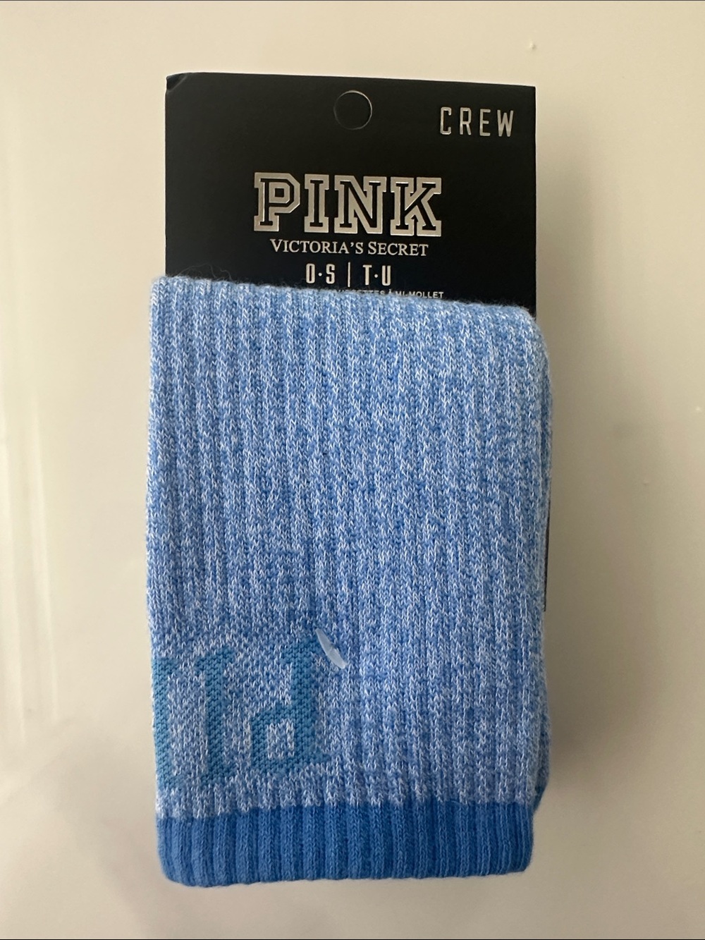 PINK Victoria's Secret Blue Ribbed Crew Socks